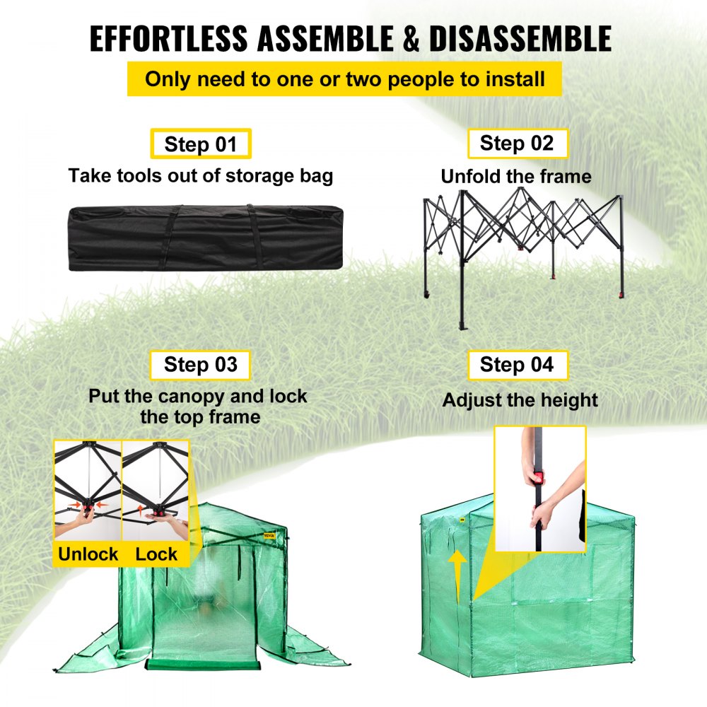Vevor Walk-in Greenhouse Portable Pop-up Garden 8x6ft W/roll-up Doors & Windows