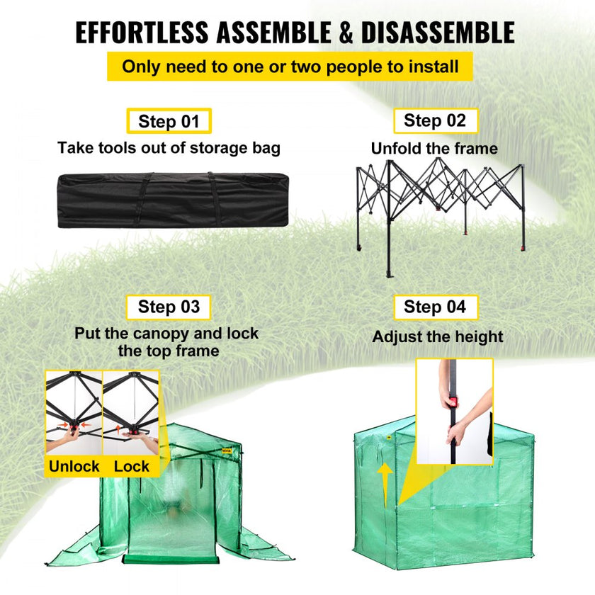Vevor Walk-in Greenhouse Portable Pop-up Garden 8x6ft W/roll-up Doors & Windows