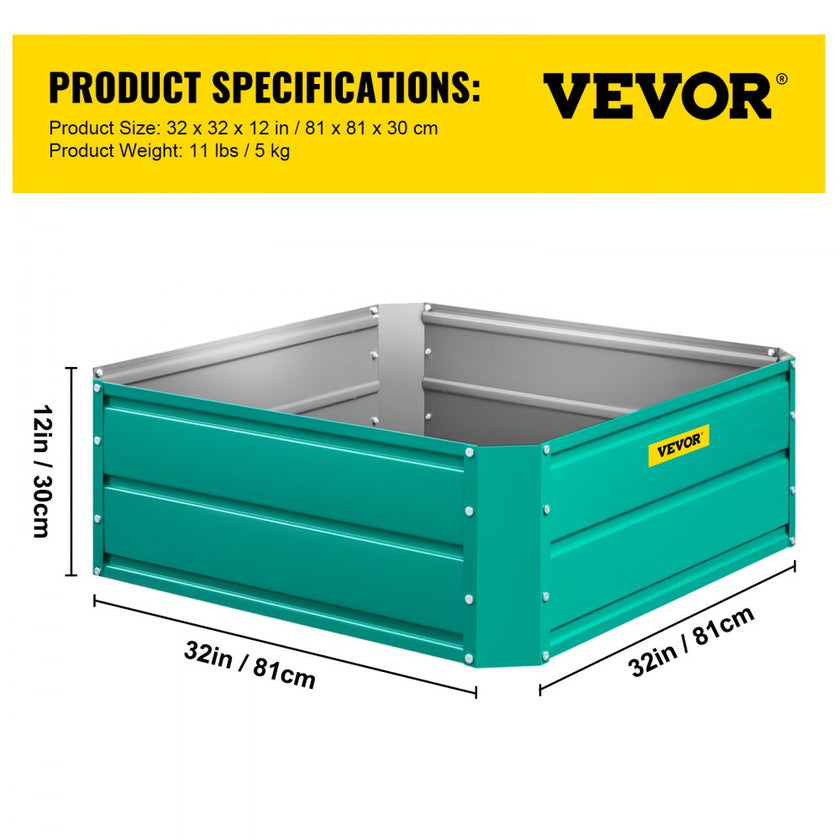 VEVOR Galvanized Raised Garden Bed, 32