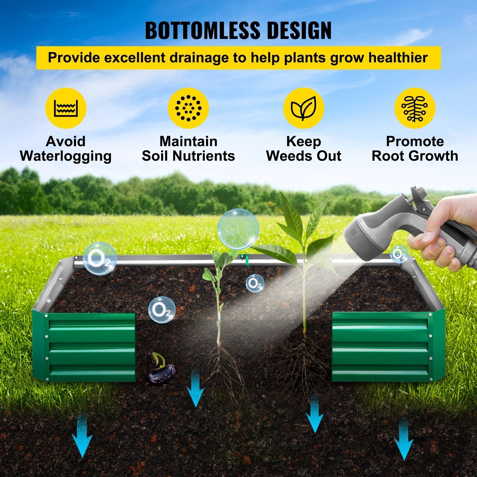 VEVOR Galvanized Raised Garden Bed, 48