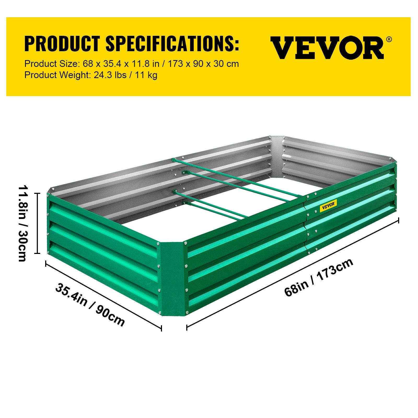 VEVOR Galvanized Raised Garden Bed, 48