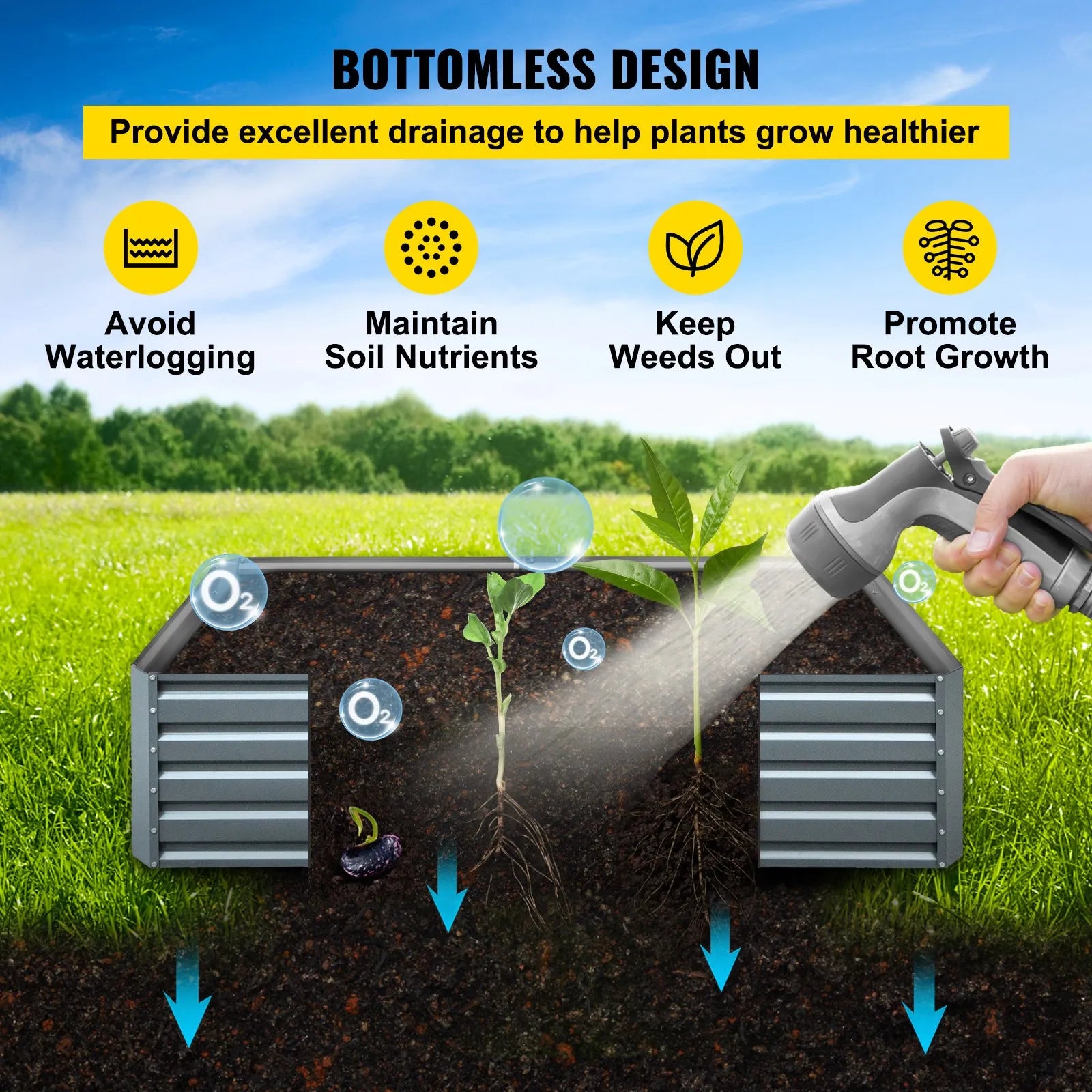 VEVOR Galvanized Raised Garden Bed, 48