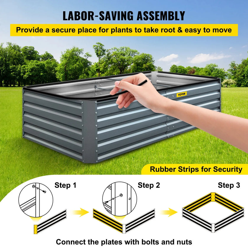 VEVOR Galvanized Raised Garden Bed, 48
