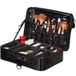 VEVOR Makeup Train Case Large Storage 3 Tiers, Convenient Carry With Handle, Strap, Professional Waterproof Oxford Makeup Storage Organizer Box, Heavy Duty Make Up Carrier, Black