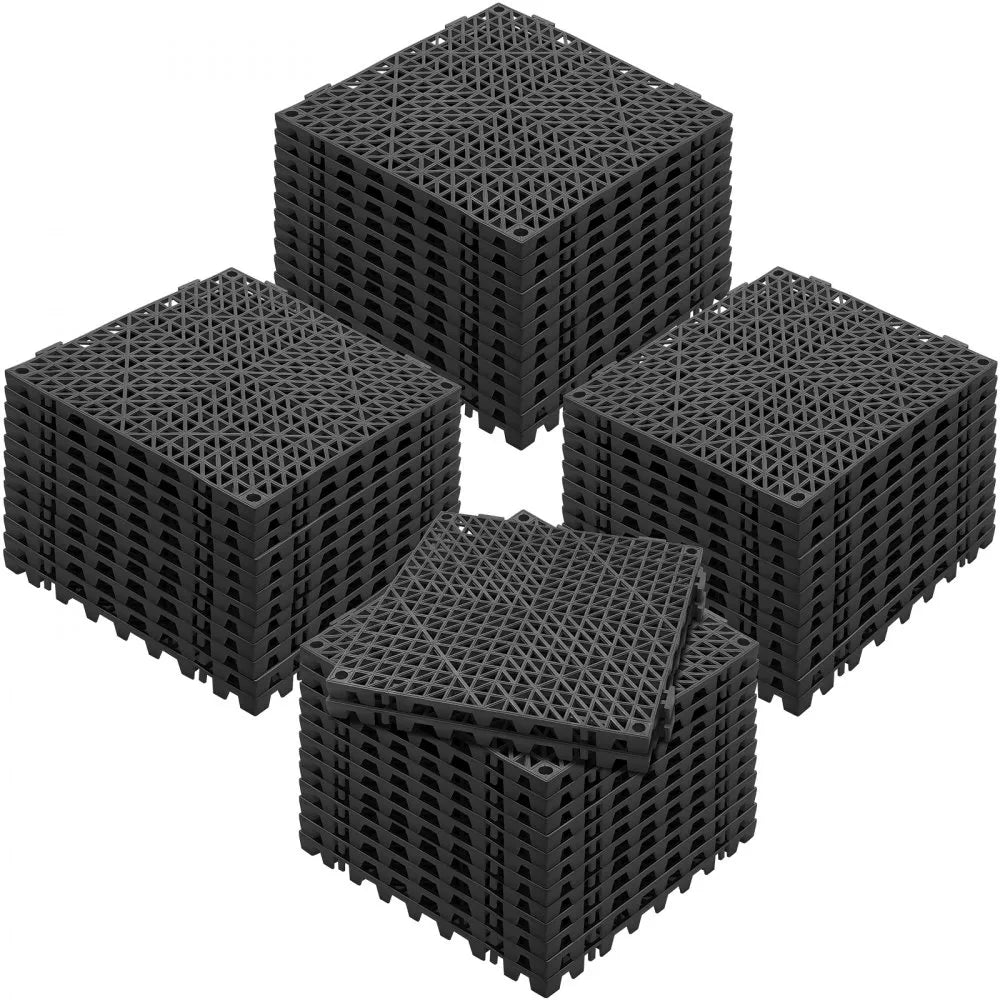 VEVOR Modular Interlocking Cushion, Black PVC Drainage Mats, 50 Pack Floor Tiles, Non-Slip Drainage Floor Tile, Bathroom Anti-Slip Mat, Kitchen Drainage Tile, Pool Floor Tile, Restroom Floor Mat, Wet Area Floor Tiles, Interlocking PVC Mats