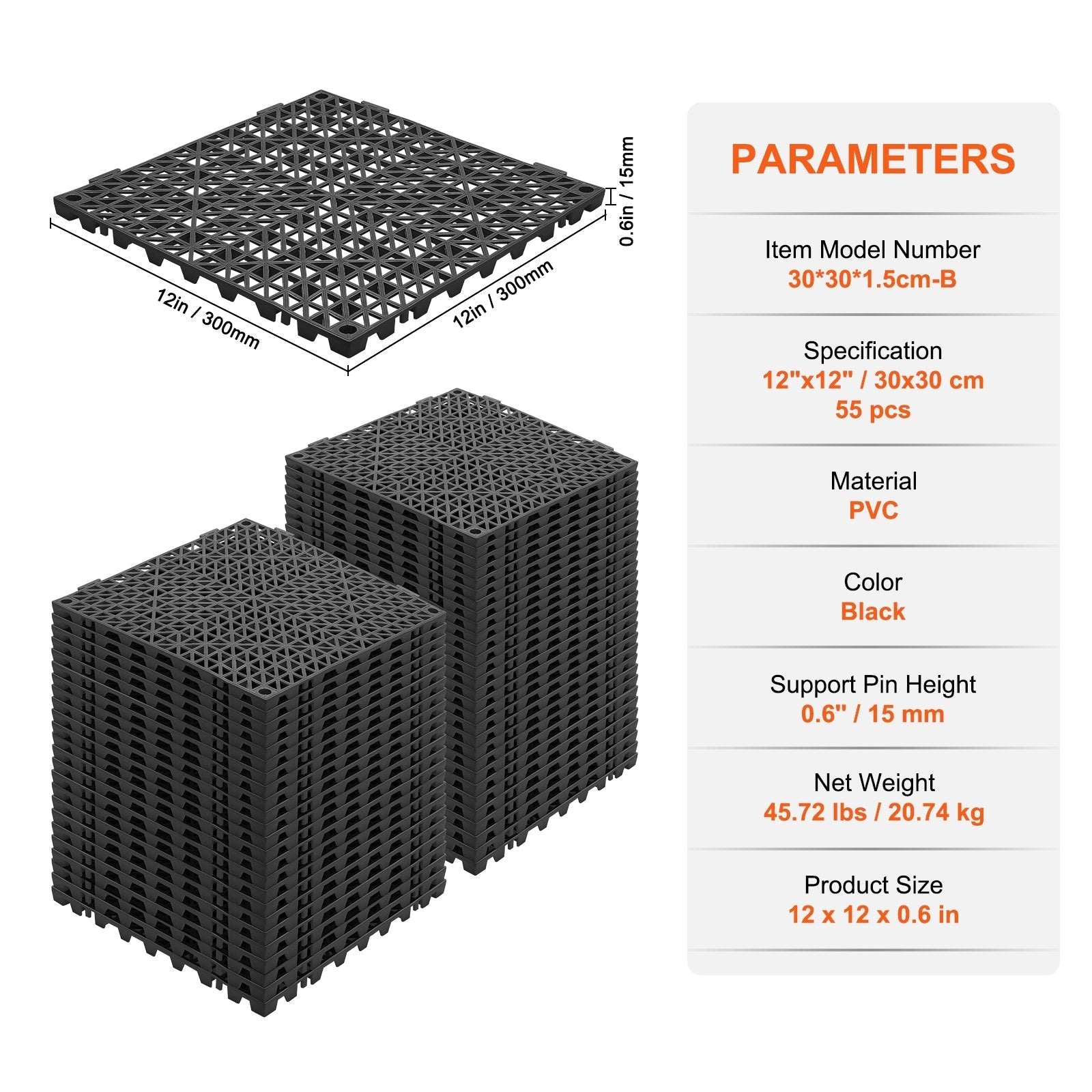VEVOR Modular Interlocking Cushion, 55 Pack 12