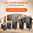 VEVOR 5 in 1 Professional Makeup Train Case Aluminum Cosmetic Case, Rolling Makeup Case Extra Large Trolley Makeup Travel Organizer, with 360° Swivel Wheels & Adjustable Pull Rod, Black