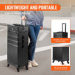 VEVOR 5 in 1 Professional Makeup Train Case Aluminum Cosmetic Case, Rolling Makeup Case Extra Large Trolley Makeup Travel Organizer, with 360° Swivel Wheels & Adjustable Pull Rod, Black