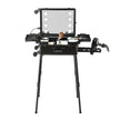 VEVOR Makeup Train Case with Lock, Lighted Mirror, 4 Storage Trays, Brush Holder, Travel Cosmetic Organizer Box w/ Swivel Wheels, Professional Artist Trolley Studio Free Standing Case