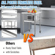VEVOR Stainless Steel Prep Table, 24 x 24 x 36 Inch, 600lbs Load Capacity Heavy Duty Metal Worktable with Adjustable Undershelf & Universal Wheels, Commercial Workstation for Kitchen Garage Backyard