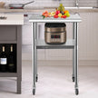 VEVOR Stainless Steel Prep Table, 24 x 24 x 36 Inch, 600lbs Load Capacity Heavy Duty Metal Worktable with Adjustable Undershelf & Universal Wheels, Commercial Workstation for Kitchen Garage Backyard