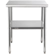 VEVOR Stainless Steel Prep Table, 30 x 30 x 36 Inch, 800lbs Load Capacity Heavy Duty Metal Worktable with Adjustable Undershelf & Feet, Commercial Workstation for Kitchen Garage Restaurant Backyard