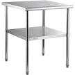 VEVOR Stainless Steel Prep Table, 30 x 30 x 36 Inch, 800lbs Load Capacity Heavy Duty Metal Worktable with Adjustable Undershelf & Feet, Commercial Workstation for Kitchen Garage Restaurant Backyard