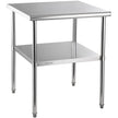 VEVOR Stainless Steel Prep Table, 30 x 30 x 36 Inch, 800lbs Load Capacity Heavy Duty Metal Worktable with Adjustable Undershelf & Feet, Commercial Workstation for Kitchen Garage Restaurant Backyard