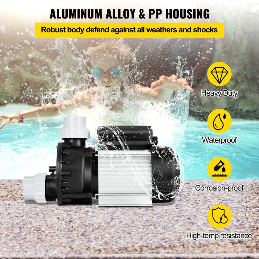 VEVOR Swimming 1HP 750W SPA 365 L/Min Hot Tub Water Circulation Pump Above Ground Pool and Whirlpool Bath, Black