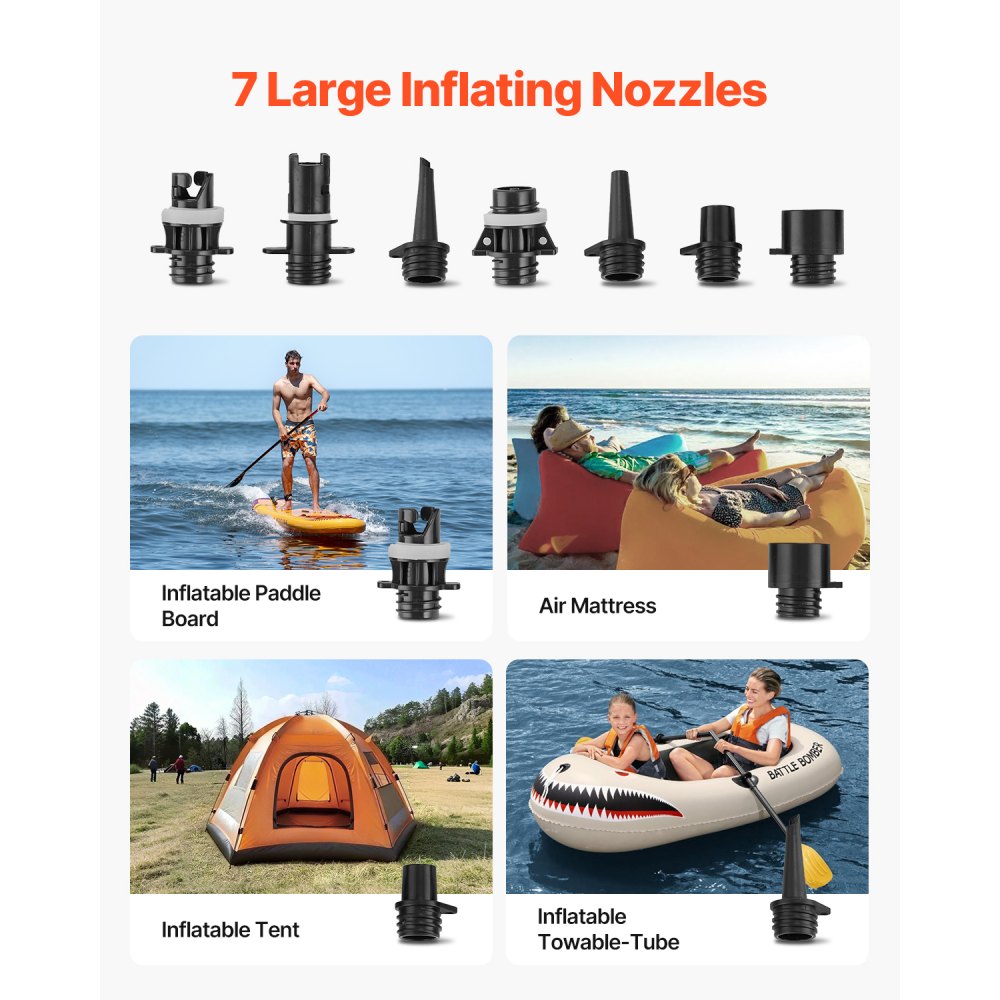 20 PSI Rechargeable Electric Paddle Board Pump with Auto Shut-Off & Deflation Function