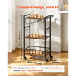 Bar Cart with Wine Rack & Glass Holder | 3-Tier Rolling Serving Cart | Rustic Brown & Black