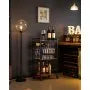 Bar Cart with Wine Rack & Glass Holder | 3-Tier Rolling Serving Cart | Rustic Brown & Black