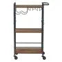 Bar Cart with Wine Rack & Glass Holder | 3-Tier Rolling Serving Cart | Rustic Brown & Black