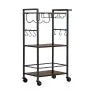 Bar Cart with Wine Rack & Glass Holder | 3-Tier Rolling Serving Cart | Rustic Brown & Black
