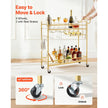 Bar Cart with Wine Rack & Glass Holder | 2-Tier Rolling Serving Cart | Gold & White