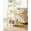 Bar Cart with Wine Rack & Glass Holder | 2-Tier Rolling Serving Cart | Gold & White