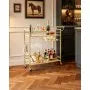 Bar Cart with Wine Rack & Glass Holder | 2-Tier Rolling Serving Cart | Gold & White