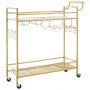 Bar Cart with Wine Rack & Glass Holder | 2-Tier Rolling Serving Cart | Gold & White
