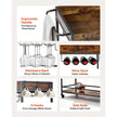 3-Tier Rolling Bar Cart with Wine Rack & Glass Holder, Industrial Serving Cart on Wheels, Rustic Brown & Black