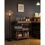 3-Tier Rolling Bar Cart with Wine Rack & Glass Holder, Industrial Serving Cart on Wheels, Rustic Brown & Black