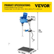 VEVOR 20L Electric Overhead Stirrer Mixer 2000RPM Digital Overhead Stirrer Mixer 200W Lab Mixer Blender Variable Speed Electric Overhead Mixer