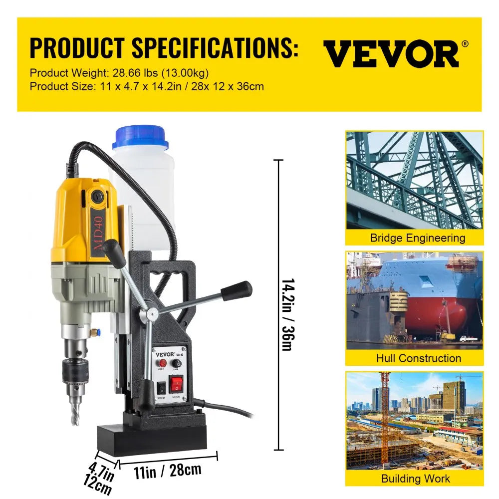 VEVOR Magnetic Drill, 1100W 1.57