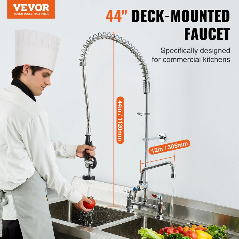VEVOR Commercial Faucet with Pre-Rinse Sprayer, 44