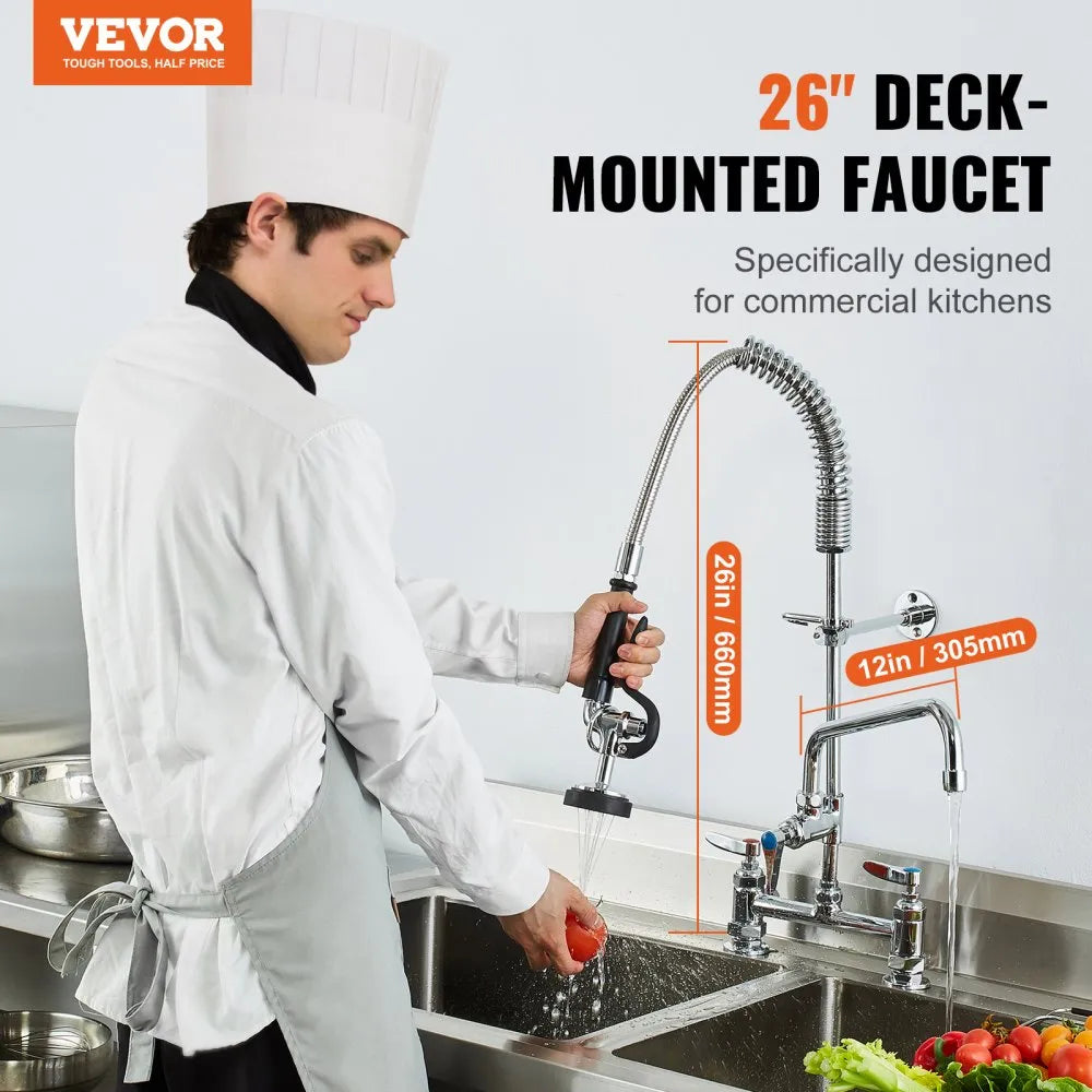 VEVOR Commercial Faucet with Pre-Rinse Sprayer, 26