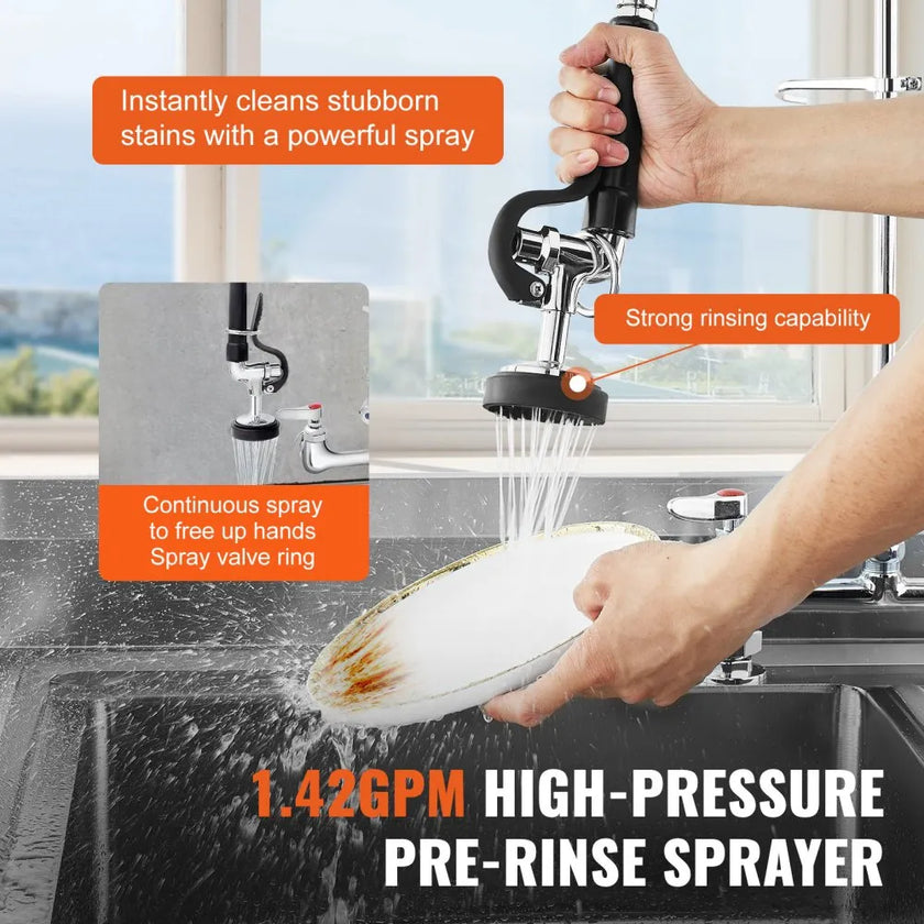 VEVOR Commercial Faucet with Pre-Rinse Sprayer, 26