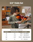 VEVOR Violin 3/4 Size Fiddle Set for Adult Beginners with Case Rosin Brown
