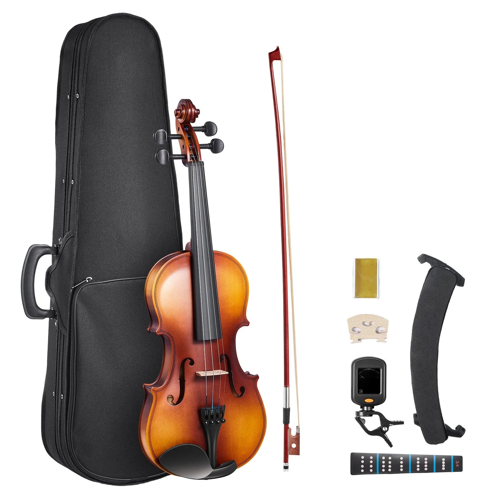 VEVOR Violin 3/4 Size Fiddle Set for Adult Beginners with Case Rosin Brown