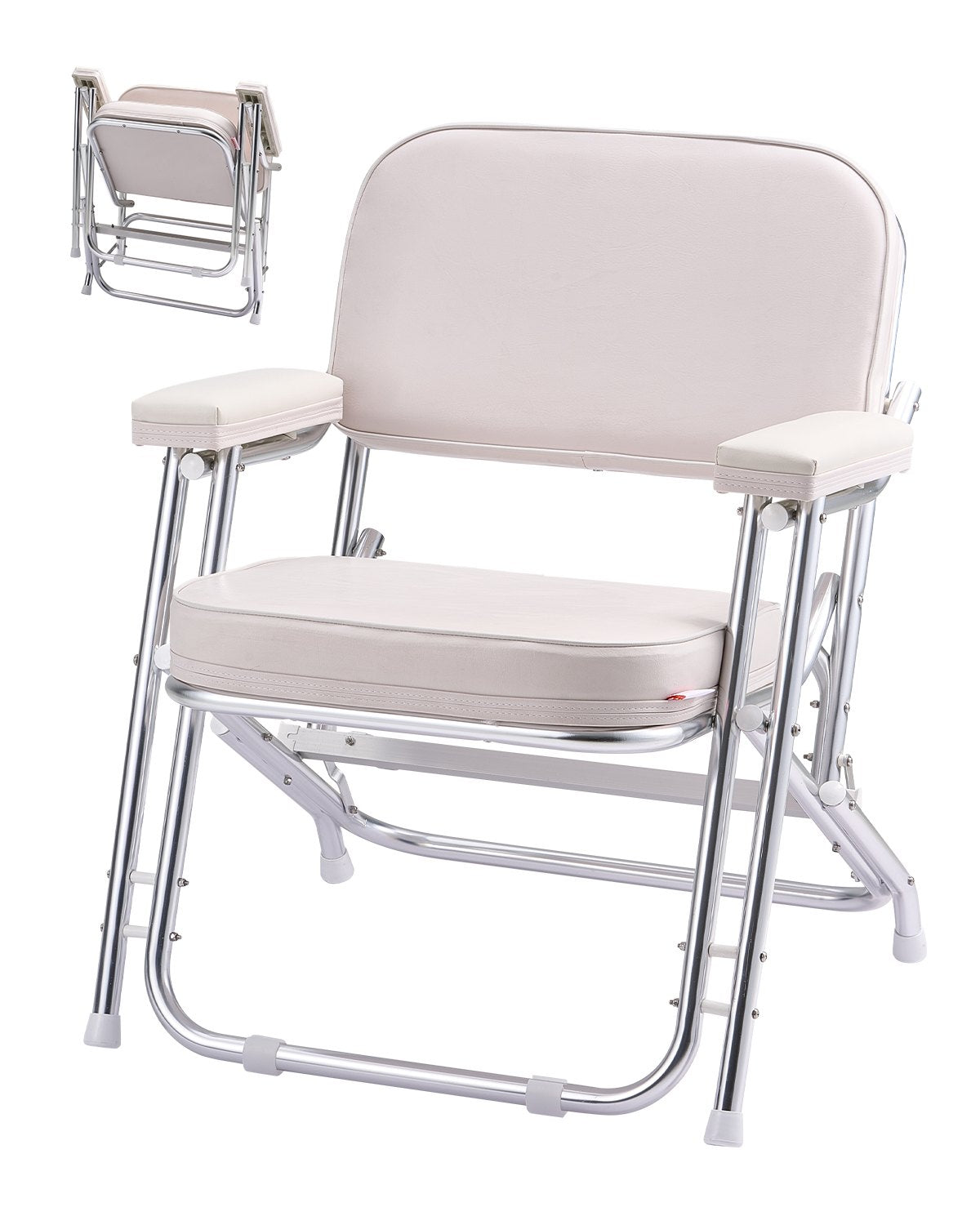 VEVOR Folding Deck Chair Boat Seat with Aluminum Alloy Frame Non-slip Foot Pads