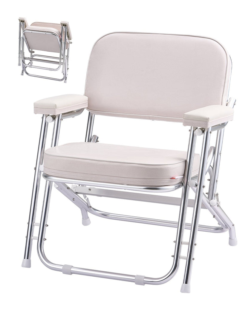 VEVOR Folding Deck Chair Boat Seat with Aluminum Alloy Frame Non-slip Foot Pads