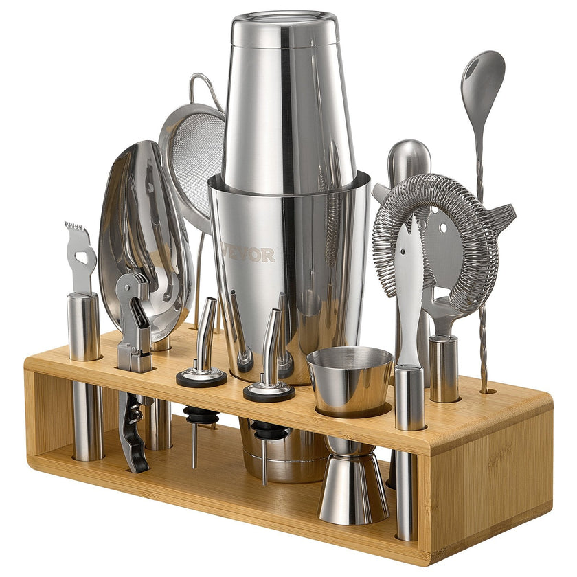 VEVOR Cocktail Shaker Set 13 Pcs Bartender Kit Stainless Steel Bar Tools Silver