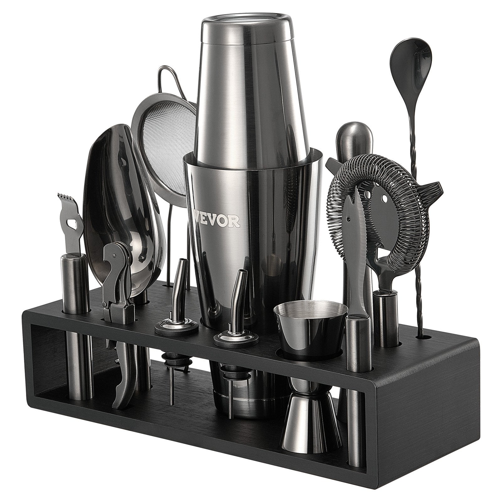 VEVOR Cocktail Shaker Set 13Pcs Bartender Kit Stainless Steel Bar Tools Gunmetal