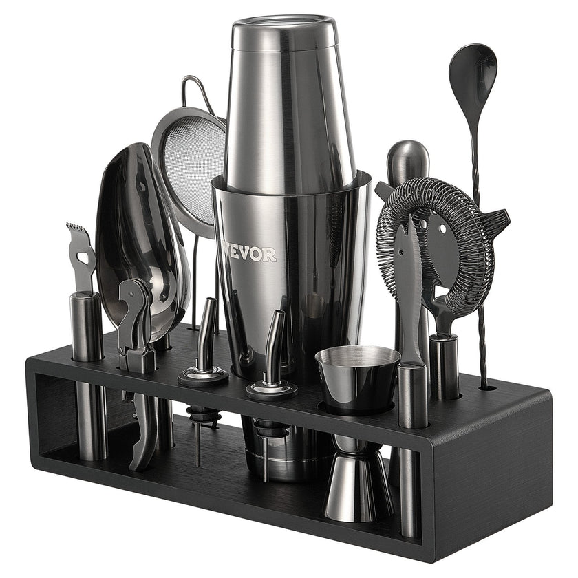 VEVOR Cocktail Shaker Set 13Pcs Bartender Kit Stainless Steel Bar Tools Gunmetal