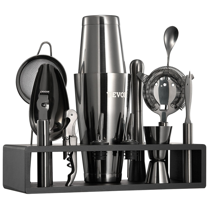 VEVOR Cocktail Shaker Set 13Pcs Bartender Kit Stainless Steel Bar Tools Gunmetal
