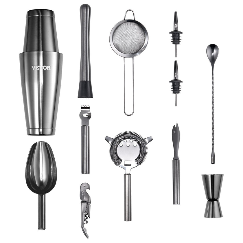 VEVOR Cocktail Shaker Set 13Pcs Bartender Kit Stainless Steel Bar Tools Gunmetal