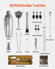 VEVOR Cocktail Shaker Set 18 Pcs Bartender Kit Stainless Steel Bar Tools Silver