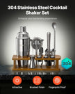 VEVOR Cocktail Shaker Set 18 Pcs Bartender Kit Stainless Steel Bar Tools Silver