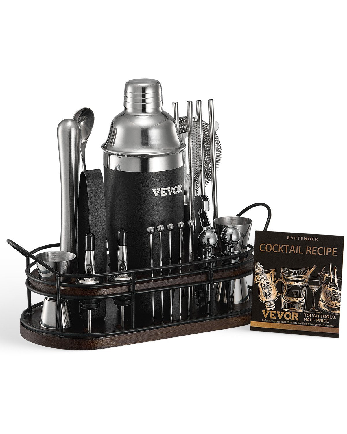 VEVOR Cocktail Shaker Set 23 Pcs Bartender Kit Stainless Steel Bar Tools Silver