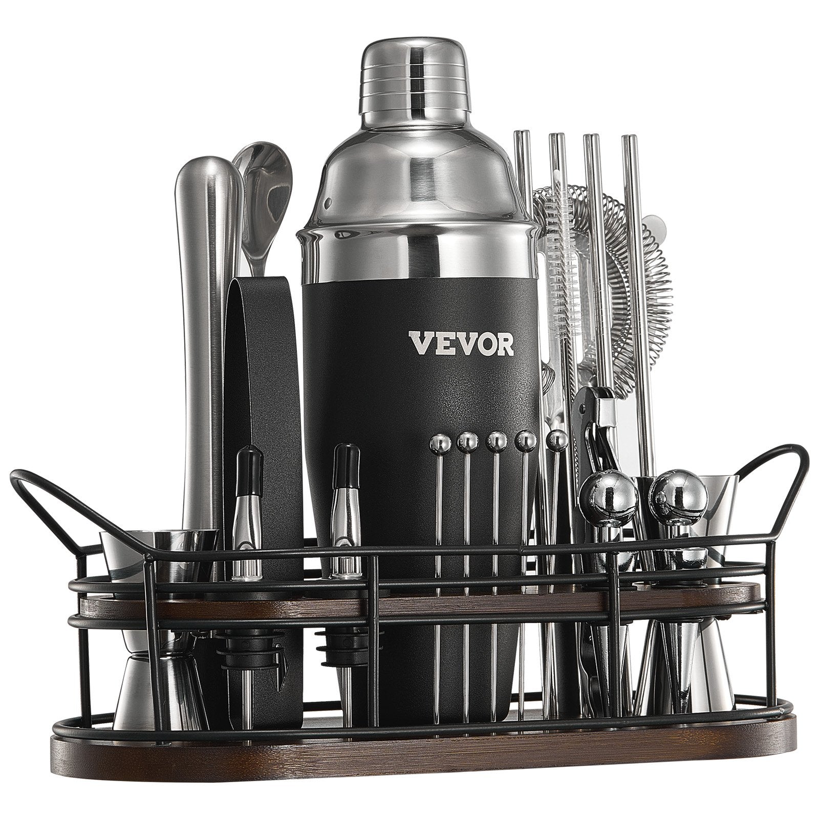 VEVOR Cocktail Shaker Set 23 Pcs Bartender Kit Stainless Steel Bar Tools Silver