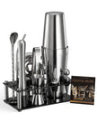 VEVOR Cocktail Shaker Set 14 Pcs Bartender Kit Stainless Steel Bar Tools Silver