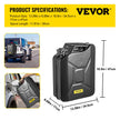 VEVOR Fuel Can, 5.3 Gallon / 20 L Portable Gas Can with Flexible Spout System, Rustproof ? Heat-resistant Steel Fuel Tank for Cars Trucks Equipment, Black